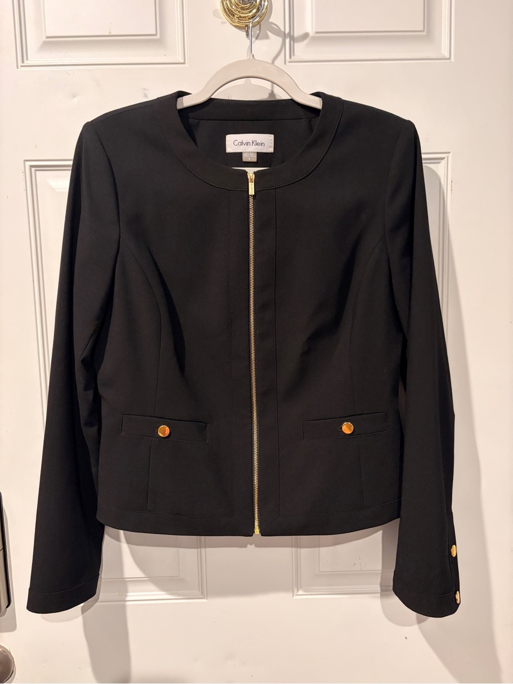 Calvin Klein Black Zip Front Blazer Jacket Size 8